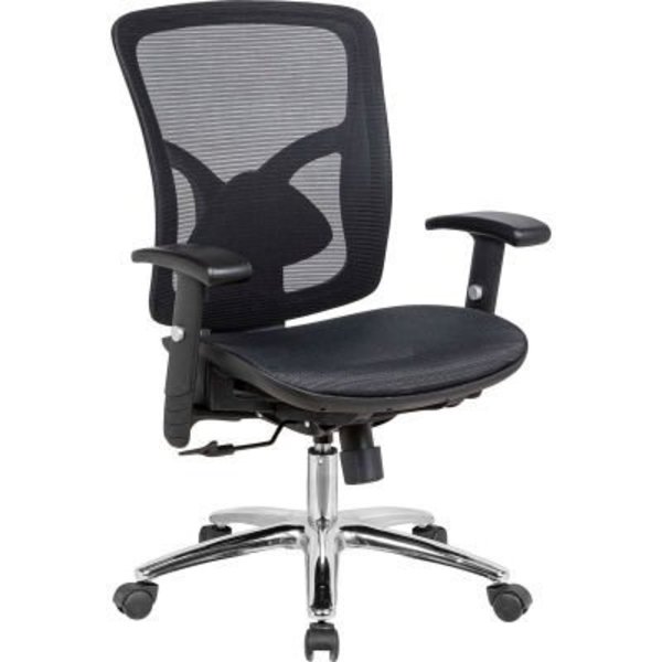 Gec Interion Mesh Back Task Chair w/ Fabric Seat, Black w/ Chrome Frame HX5127M-CF
